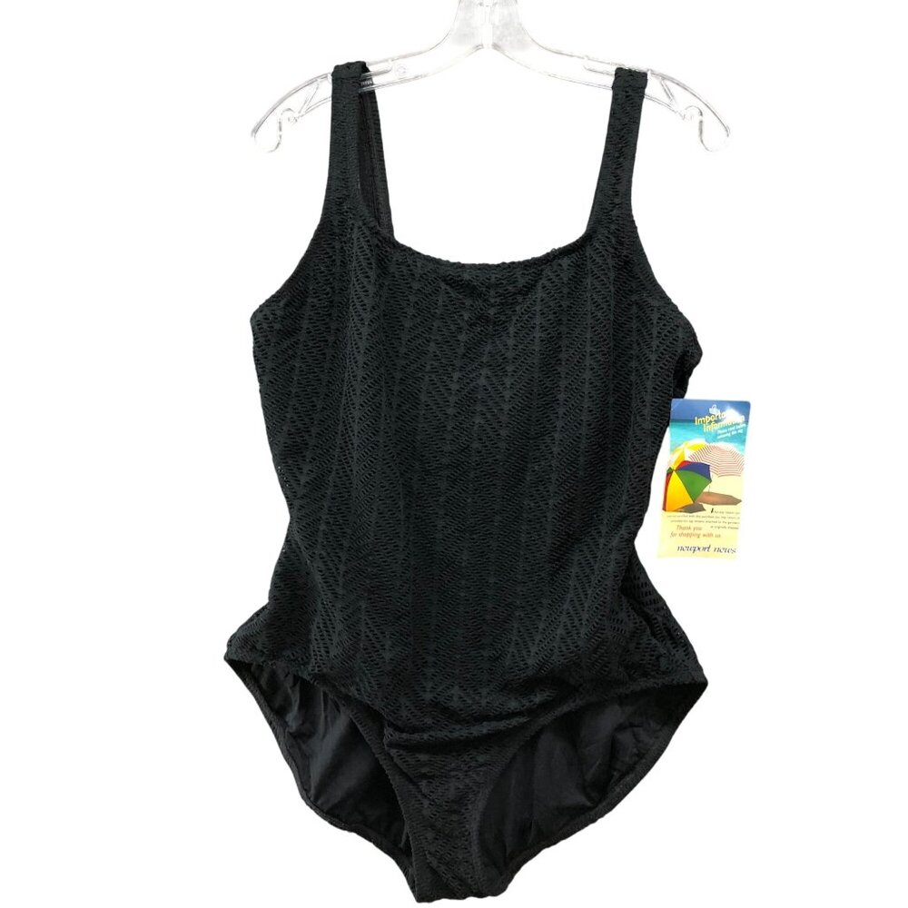 NWT VTG‎ Catalina One Piece Swimsuit Womens 20W Black Eyelet Lightly Lined